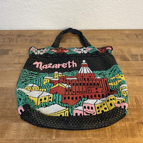The Unbranded Brand Handbags - Vintage Nazareth Souvenir Rainbow Beaded Large Tote Bag‎ Jerusalem